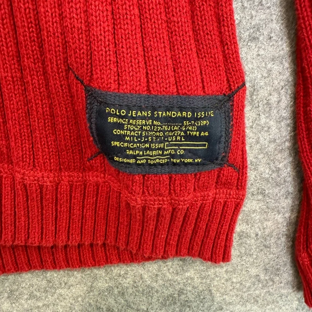 Polo Jeans Company Ralph Lauren Heavyweight Sweater Mens Large Ribbed‎ Knit Red